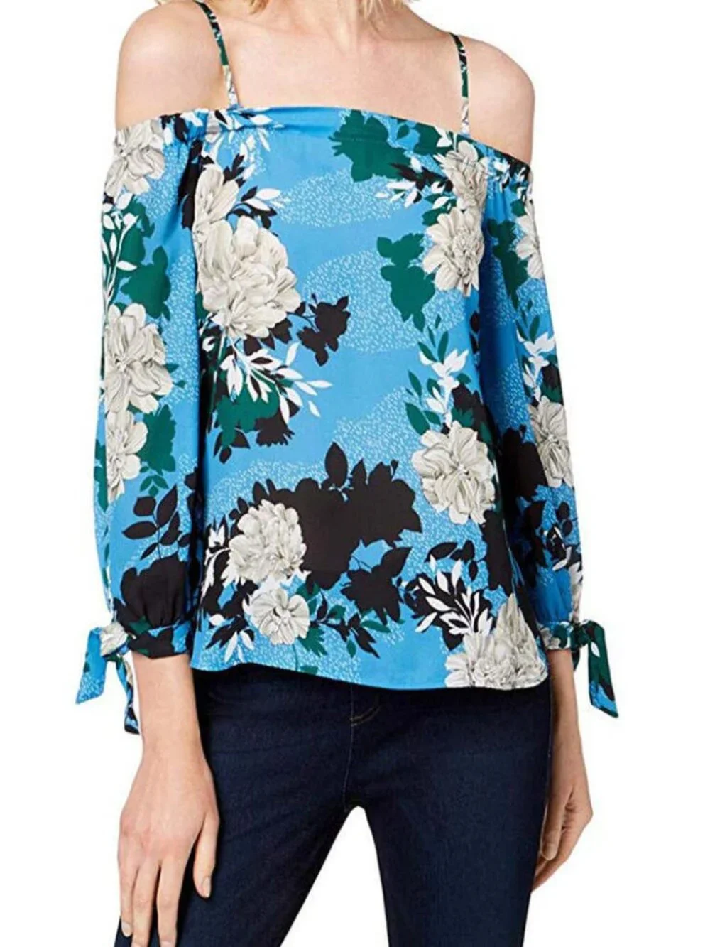 INC International Concepts Womens Off-The-Shoulder Floral Casual Top